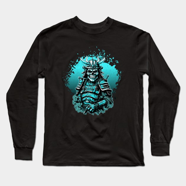 A Skull Samurai Warrior Long Sleeve T-Shirt by Odetee